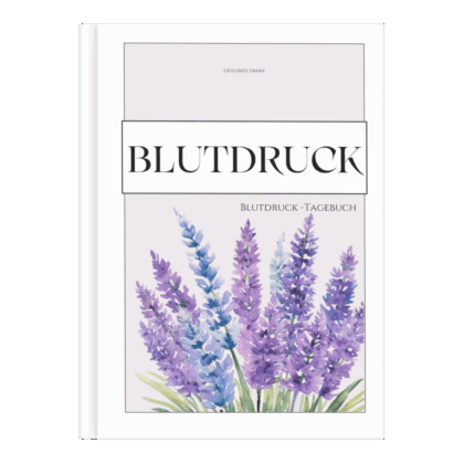 Tagebuch Blutdruck in lila mit Lavendel