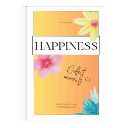 Happiness Tagebuch - orange mit Blumen