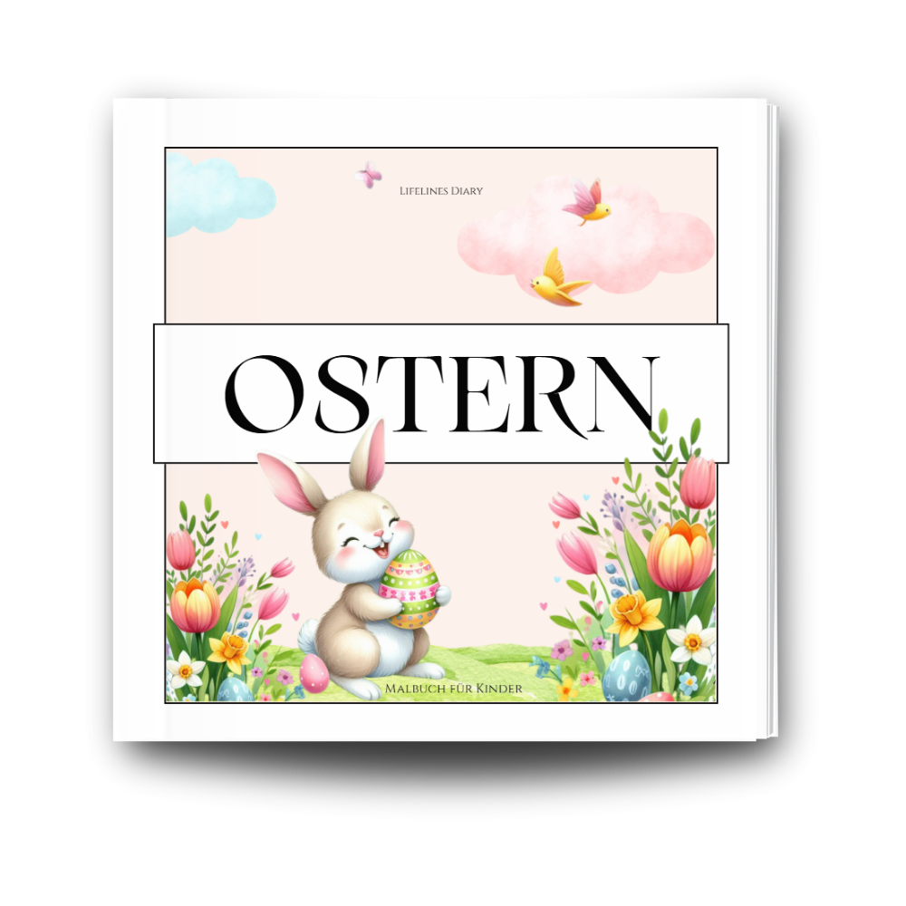 Oster-Malbuch für Kinder. Rosa Design mit Osterhasen.