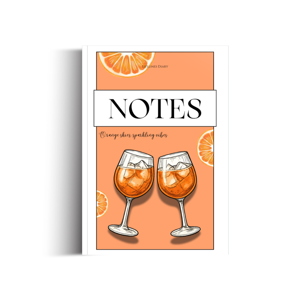 Oranges Cover mit zwei anstoßenden Cocktails
