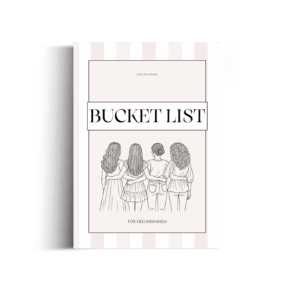 Rosanes Cover von der Bucket List für Freundinnen. One Line Art Zeichnung von vier Freundinnen