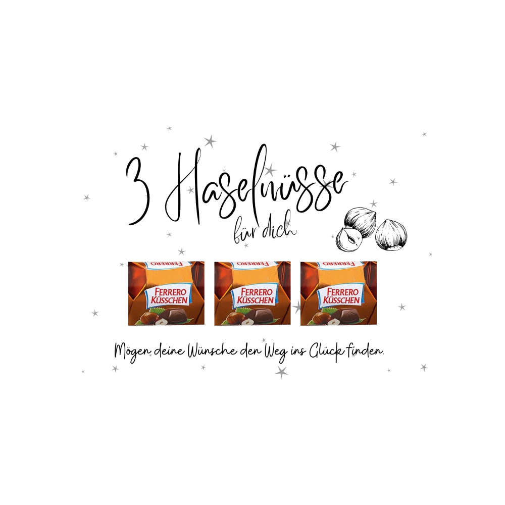 Geschenkkarte „3 Haselnüsse für dich“