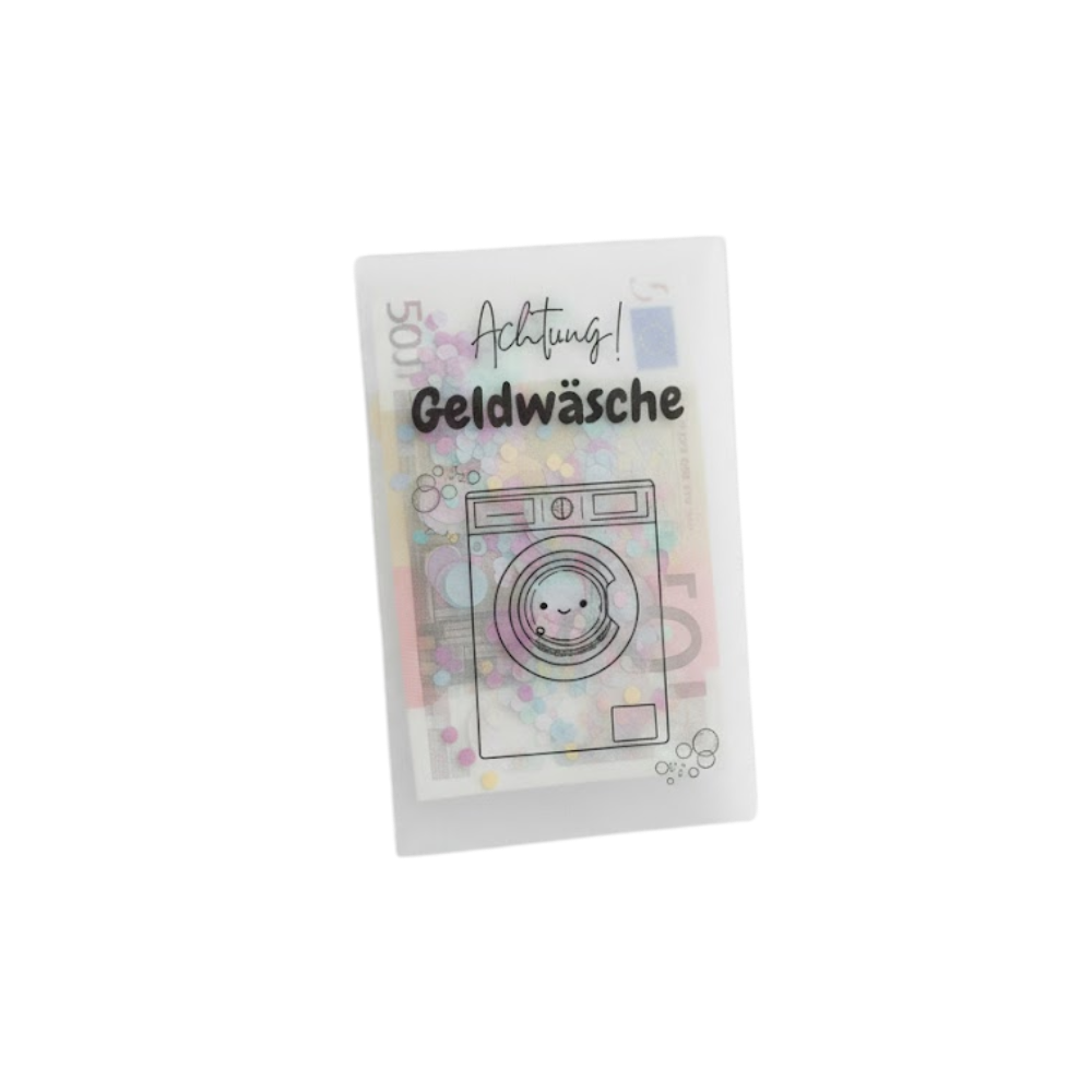 Schüttelkarte "Achtung Geldwäsche"