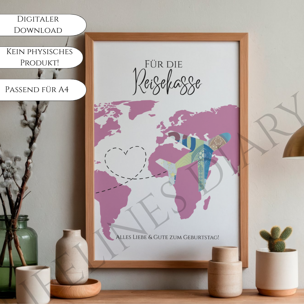 Geldgeschenk Reisekasse (pink) – Bild 2