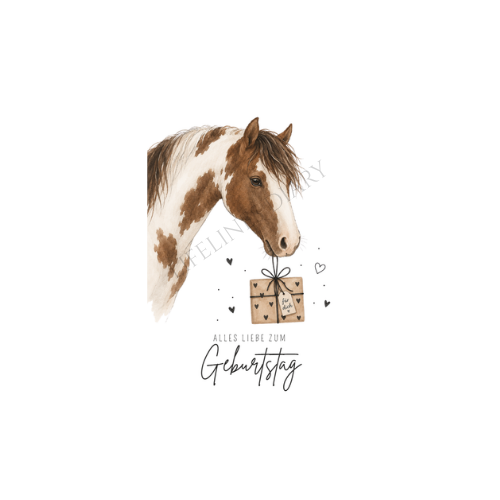 Geburtstagskarte Geschecktes Pferd