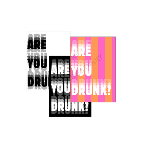 Lustige Are You Drunk Postkarte mit verzerrtem Schrift Effekt