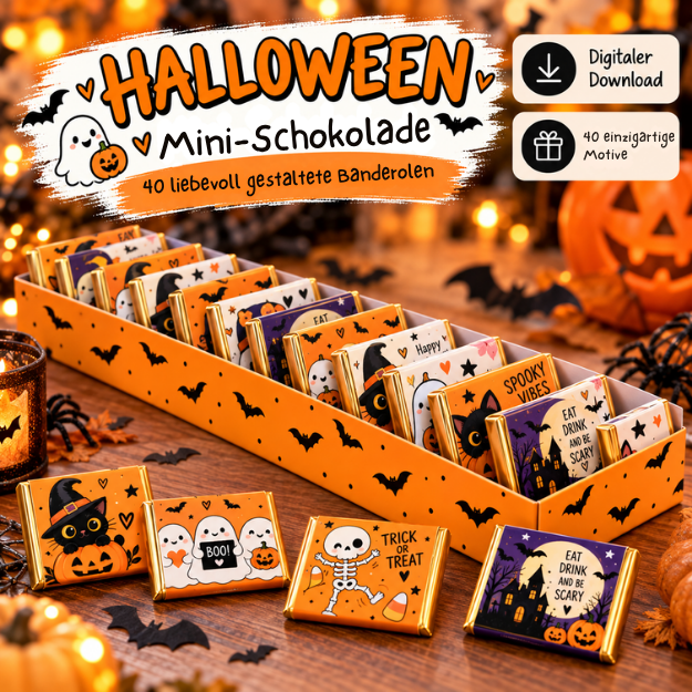 Ritter Sport Mini Halloween Ritter Sport Mini Banderole Halloween Banderole Schokolade Mini Schokolade Halloween Halloween Schokolade Verpackung Halloween Druckvorlage Halloween Mitgebsel Kinder Halloween Süßigkeiten Trick or Treat Süßigkeiten Halloween Printable Halloween Geschenk zum Ausdrucken Halloween Party Mitgebsel Süßes oder Saures Geschenk Halloween DIY