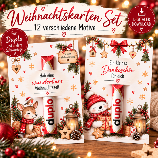 Weihnachtskarte Schokoriegel